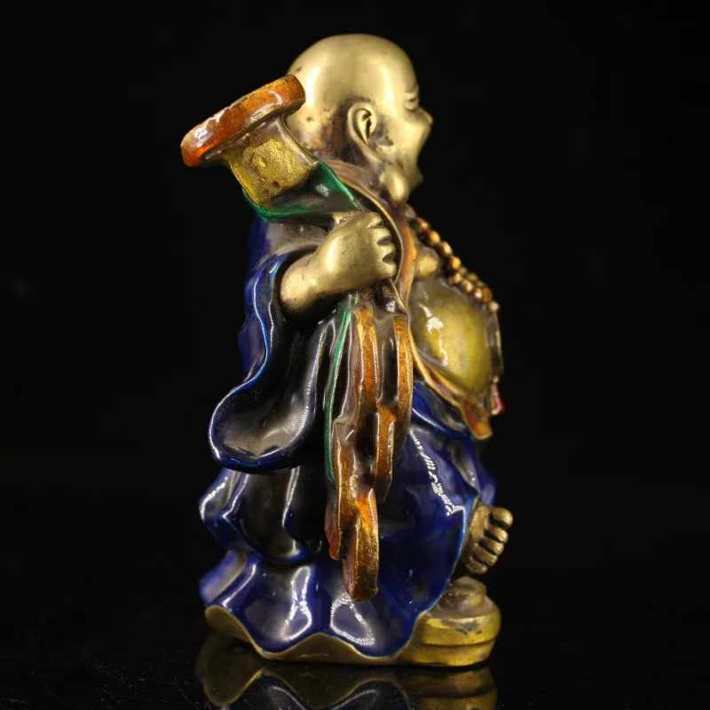 Cloisonné enamel-painted Maitreya Buddha on copper base, home decoration, creative gift, craft ornament