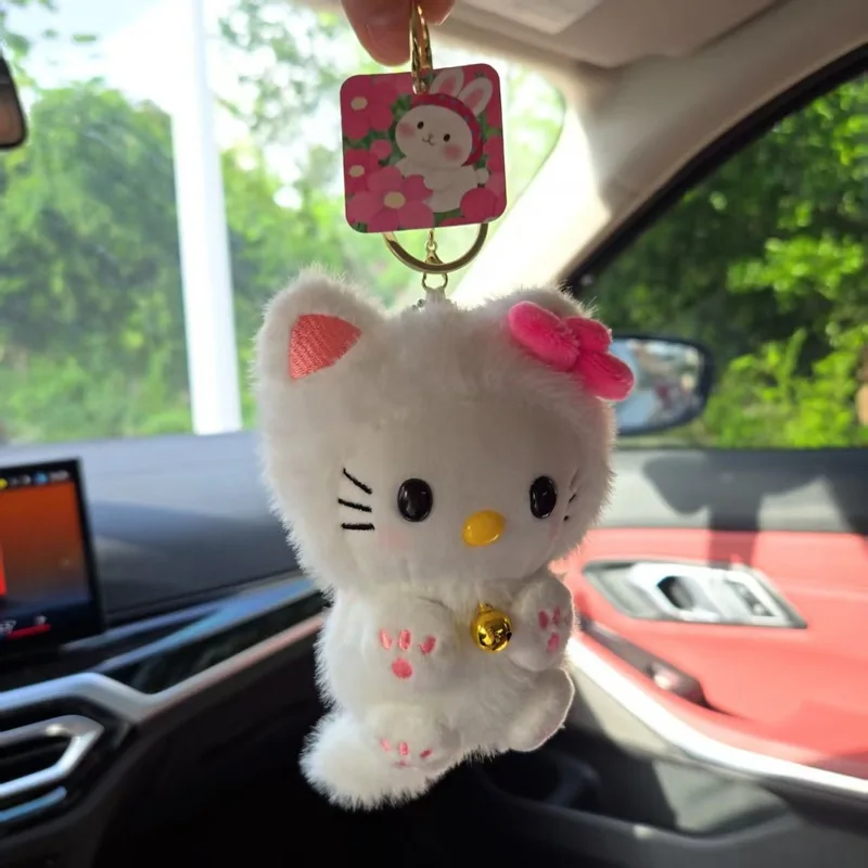 Anime Hello Kitty Pluszowa lalka Breloczek dziewczynka Urocze akcesoria do pakowania dekoracja Dzwonek Kotek Kitty wypełnienie z bawełny pp Zabawki lalki Prezent