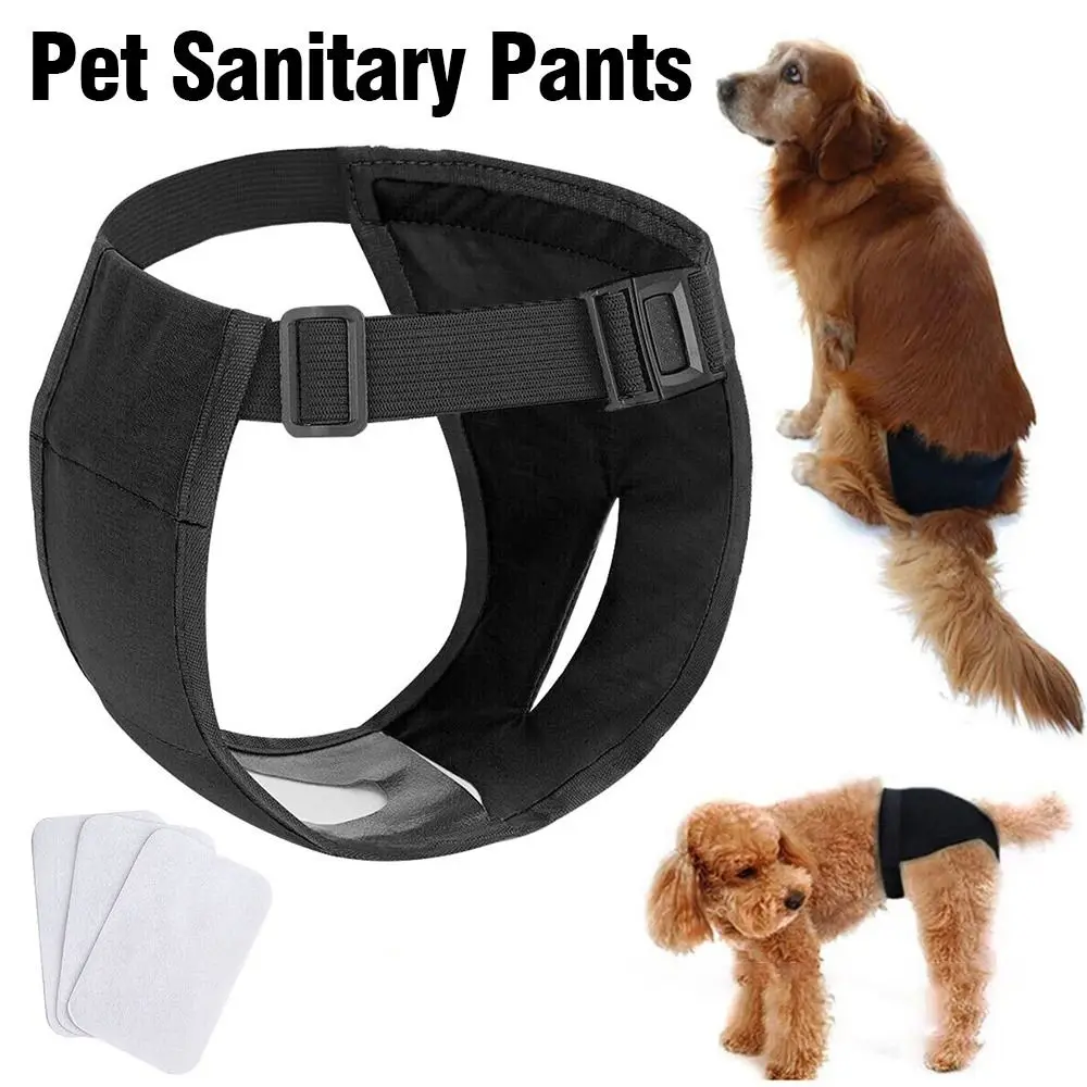 Adjustable Easy To Wear Menstrual Period Physiological Pants With 3 Diapers Dog Shorts Panties Pet Sanitary Pants