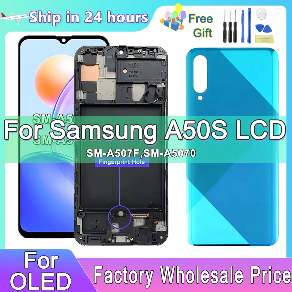 

OLED For Samsung Galaxy A50s A507F A507FN Display LCD con impronta digitale, per Galaxy A50S Touch Screen Sostituisci