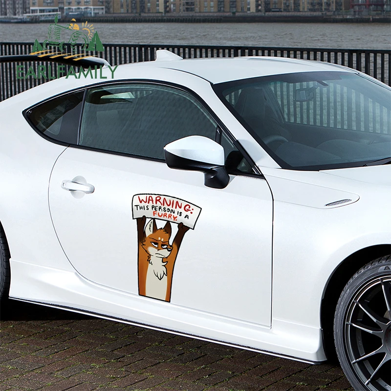 EARLFAMILY 43cm x 26.4cm Furry Vinyl Car Stickers Trunk Decals Scratch-Proof Personality Waterproof JDM Accessories Windshield