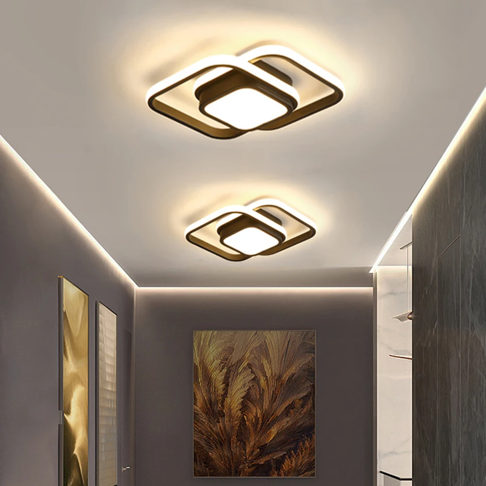 

Minimalist LED Ceiling Lamp Aluminum Materia Black White Lighting Fixture For Corridors Bedrooms Living Rooms Entrance Hallways