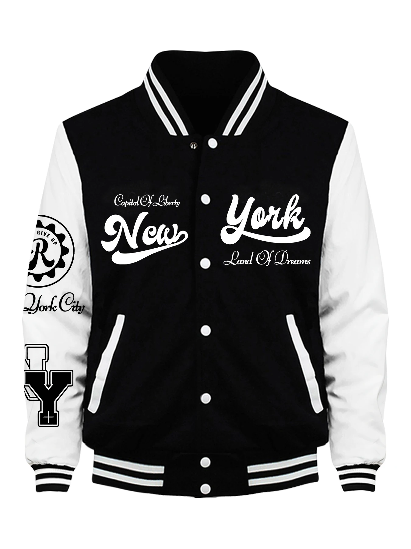 

New York Land Of Dreams Capital Of Liberly Baseball Jersey Men Retro Soft Coat Trendy American Jackets Autumn Fleece Men Top