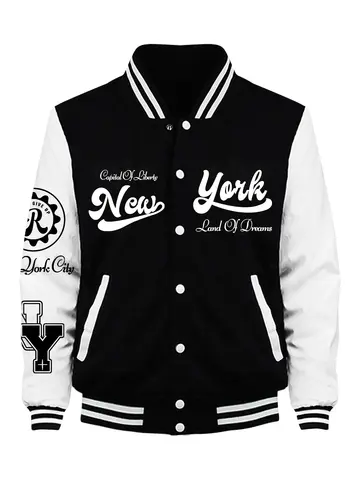 New York Land Of Dreams Capital Of Liberly Baseball Jersey Men Retro Soft Coat Trendy American Jackets Autumn Fleece Men Top