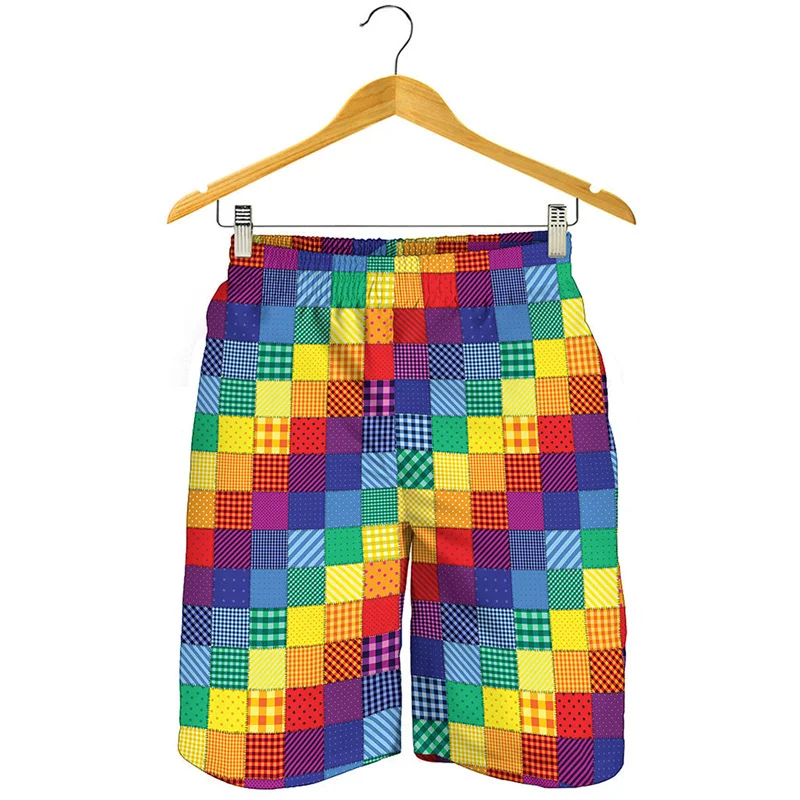 

Colorful Rainbow Hawaiian Beach Shorts Men Swimming Floral Board Swimsuit Summer Swim Wear Trunks Surf Ice Male Swimwear Gay