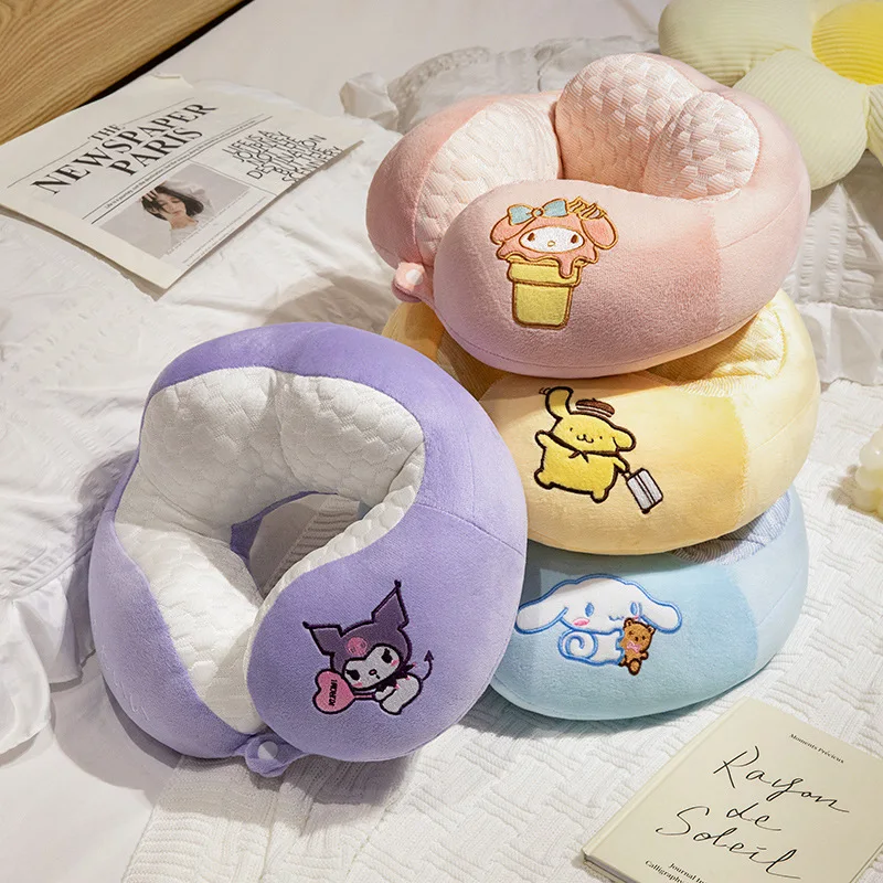 Sanrio Cartoon Anime Cinnamoroll U-Shaped Pillow Lovely Kuromi My Melody Comfortable Travel Pillow Xmas Gifts For Gifts