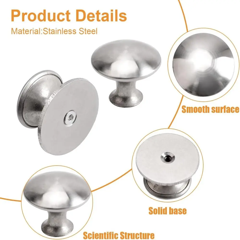 New Stainless Steel Door Knob Simple Single Hole Wardrobe Handle Self-Stick Durable Drawer Knob
