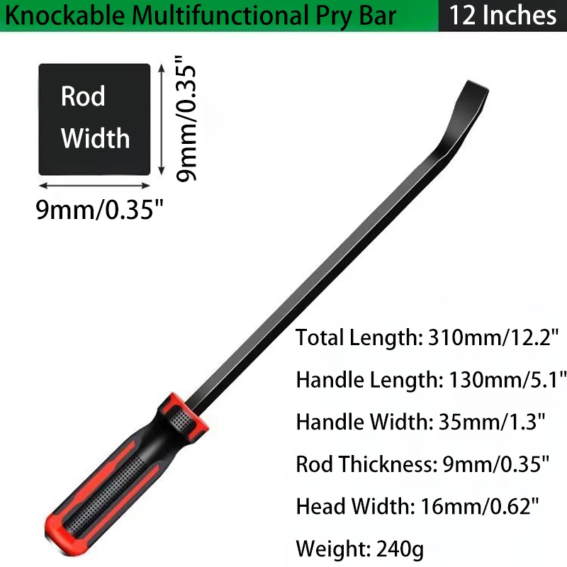 12 Inch Multi-Function Tire Long Crowbar 30 Degrees Tire Replacement Tool Car Pry Bar Heavy Duty Crowbar Cv-R Hand Removal Tools