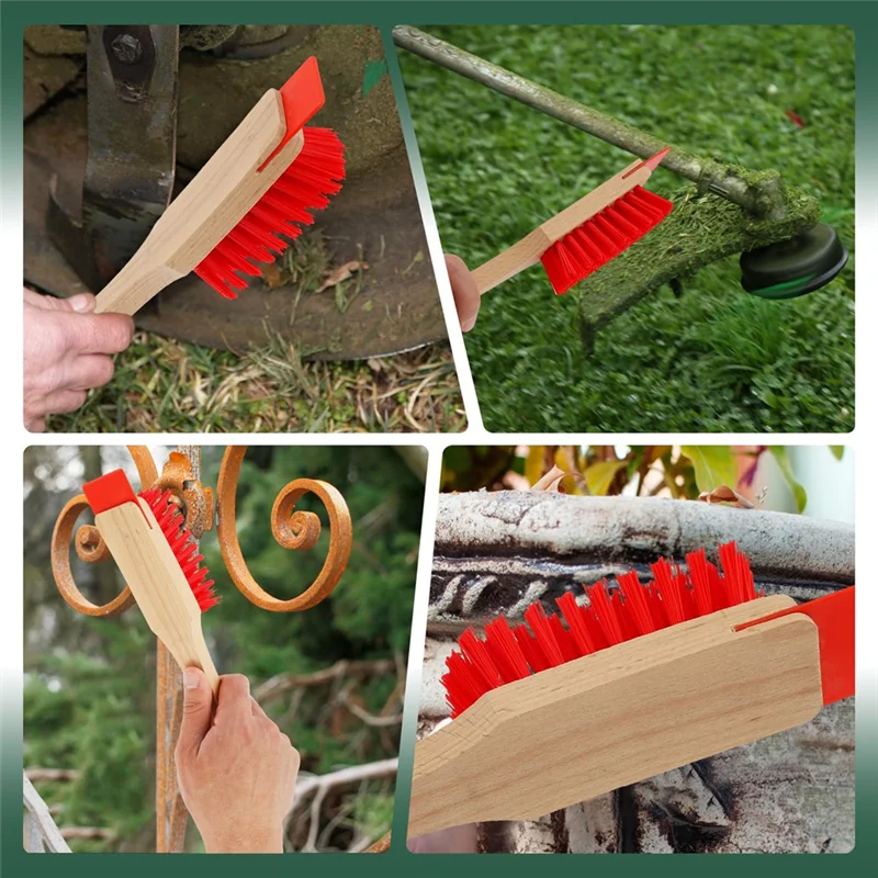 ABMH-Mower Deck Scraper With Ergonomic Long Handle Lawn Mower Deck Cleaner Tool With Stiff Bristle Brush, Lawn Mower