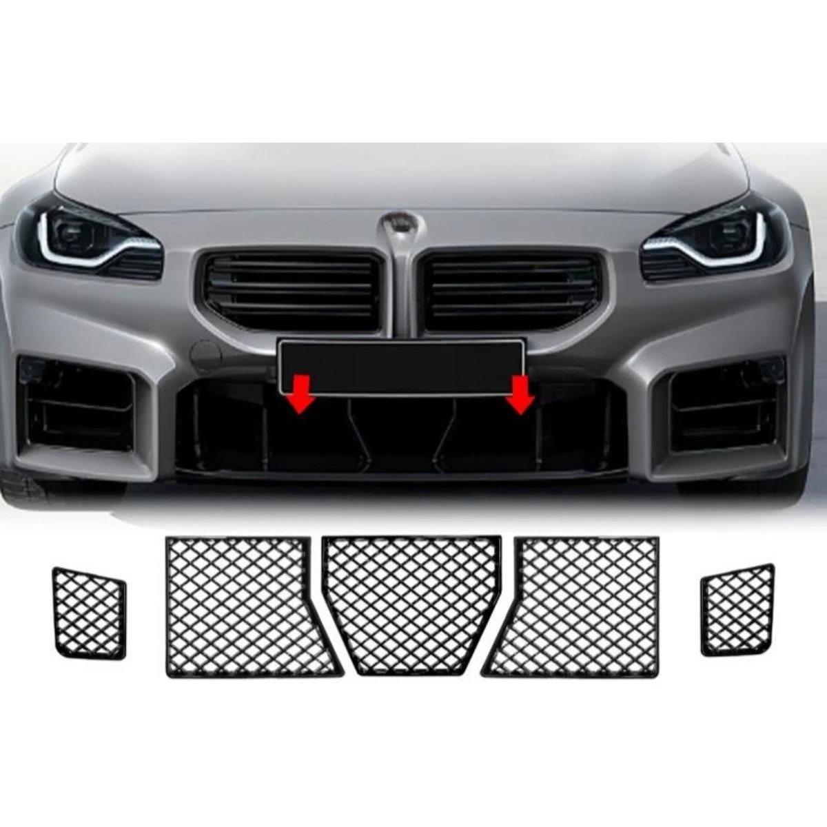 Car Bumper Grill Insect Screen Decorative Cover Racing Grille Body Kit Front Bumper Grill For BMW M2 G87 2022-2025 Exterior Part