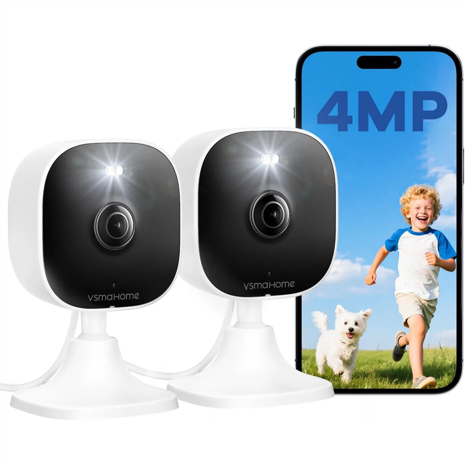 

Система видеонаблюдения 4 МП для помещений и улицы, Plug and Play, с Wi-Fi 2.4G/5G для дома, пожилых людей, домашних животных, мониторинга детей, проводная установка