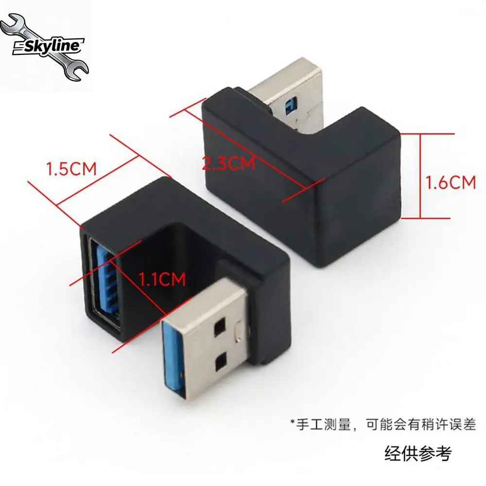180 DegUp/Down Angled USB 3.0 Male to Female Extension Adapter for Laptop Charger Extension Converter