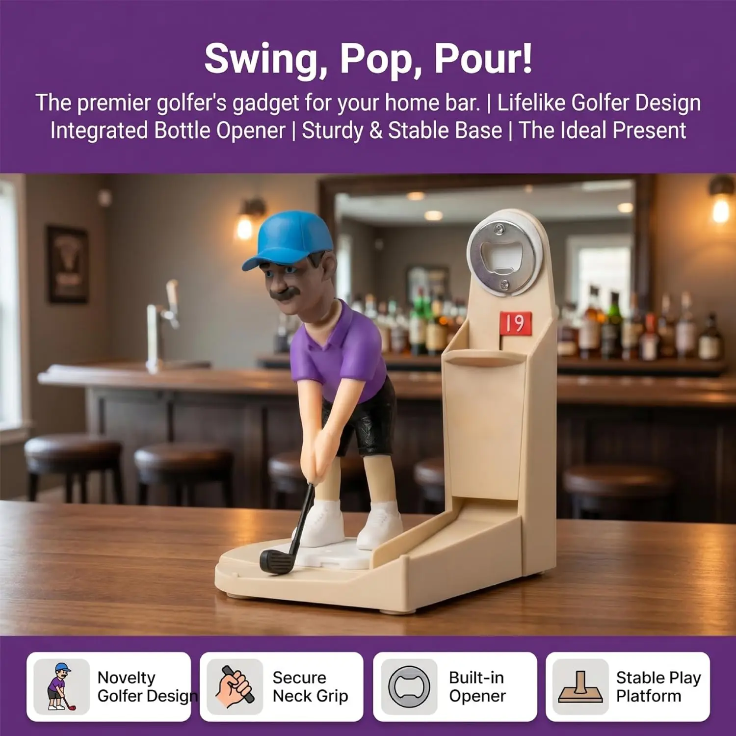 Golf Bottle Opener Game,Beer Cap Launcher Drinking Game with Score Board,Fun Bar Accessories for Home Decor,Golf Lover Gifts