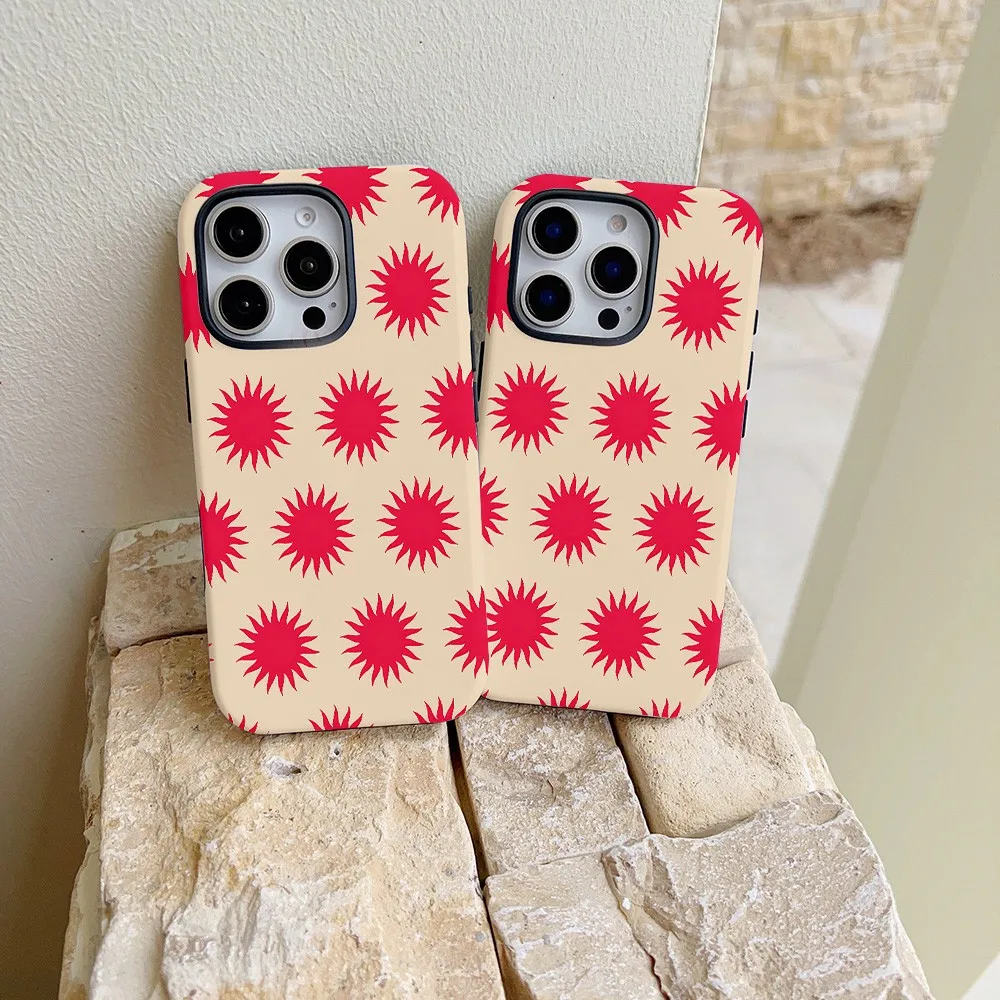 Red Dot Contrast Pattern Phone Case for Samsung Galaxy S22 S23 S24 S25 S26 FE Plus Ultra Edge 4G 5G Luxury Double-layer