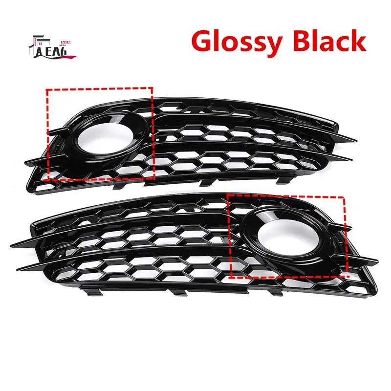 

AEA6-Car Front Bumper Fog Light Mesh Grille Cover For A4 B8 S-Line S4 2008-2012 Fog Lamp Honeycomb Grille Covers Parts