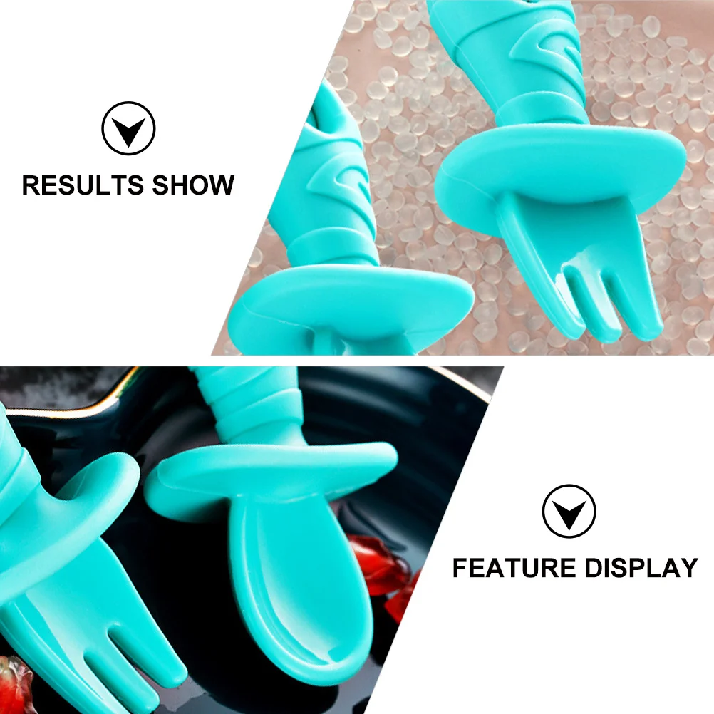 مجموعة ملعقة وشوكة للأطفال من السيليكون أدوات مائدة للرضع للاستخدام المنزلي أدوات مريحة لتنسيق عين اليد للأطفال