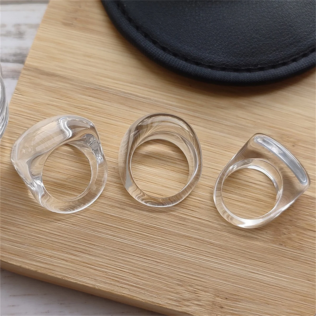 Spring Summer Transparent Acrylic Resin Ring for Women Clear Large Square Ring Wedding Bands Wholesale Bulk Y2k Rings Gifts Girl
