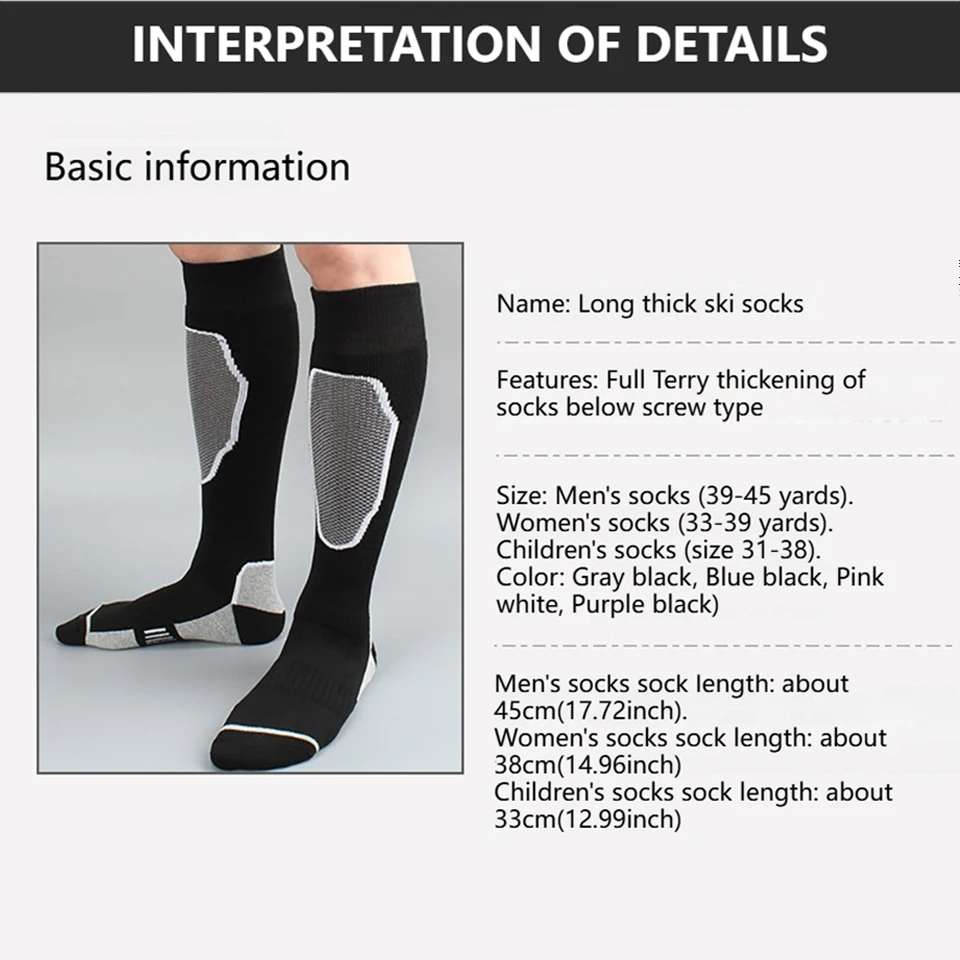 LOOGDEEL 1 زوج مكافحة البرد في الهواء الطلق جوارب رياضية عالية الشتاء الدافئة سماكة جوارب التزلج جوارب التنزه للنساء الرجال الأطفال #6
