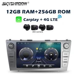 360 4G SIM 12G+256G Carplay Auto Android 14.0 IPS Car DVD Player GPS Map WIFI Bluetooth RDS Radio for Toyota Camry 2007- 2012