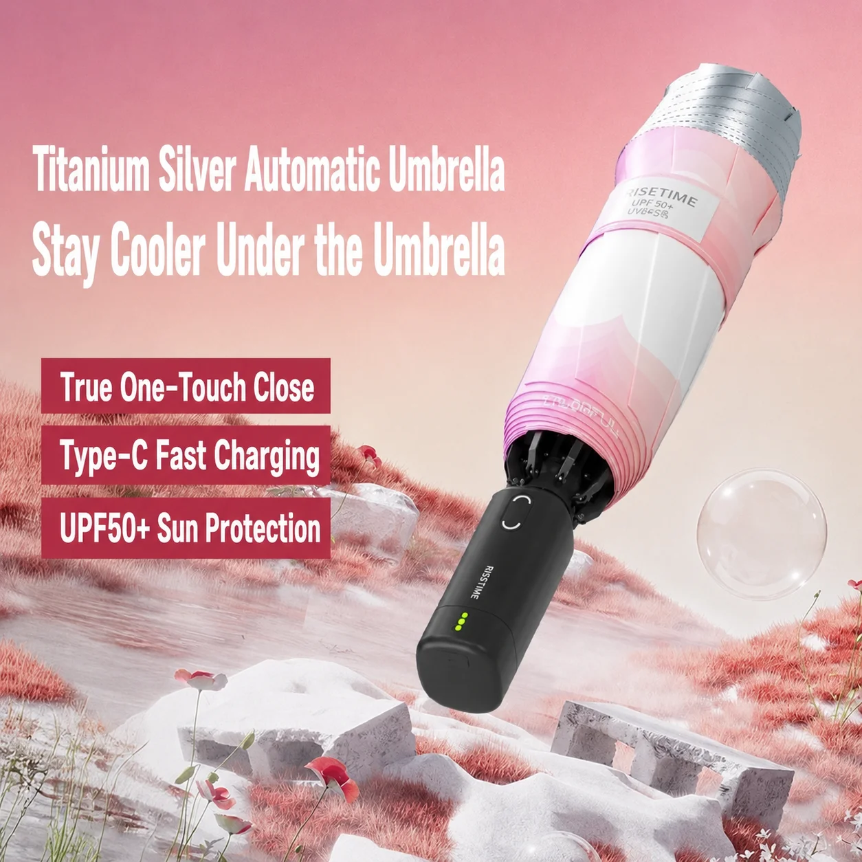 Silver-coated Sun-protective Smart Electric Umbrella One-button Opening and Closing Fully Automatic Umbrella for Sunny Rainy Day