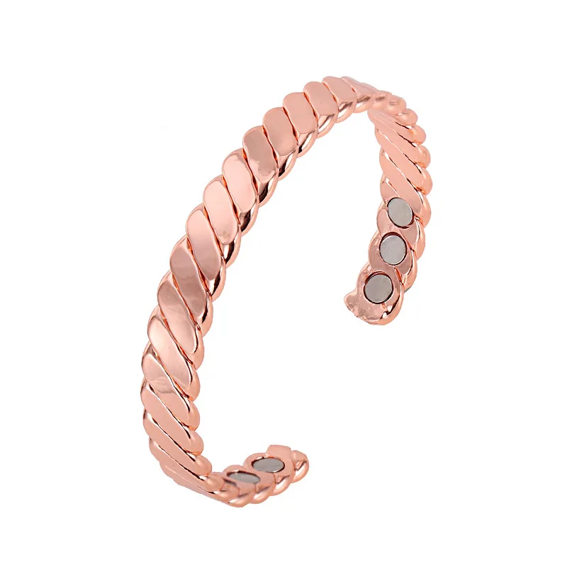 Twist Pattern Copper Magnetic Bracelet for Women, Bio Magnetic Therapy Anti Arthritis Pain Relief Adjustable Health Jewelry Gift
