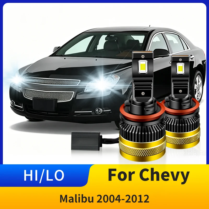 

2Pcs 160W Head Light Lamp Bulb For Chevrolet Malibu 2004-2012 2010 2011 Hi Lo Beam Bulb LED Headlight 30000LM H11 Auto Accessory