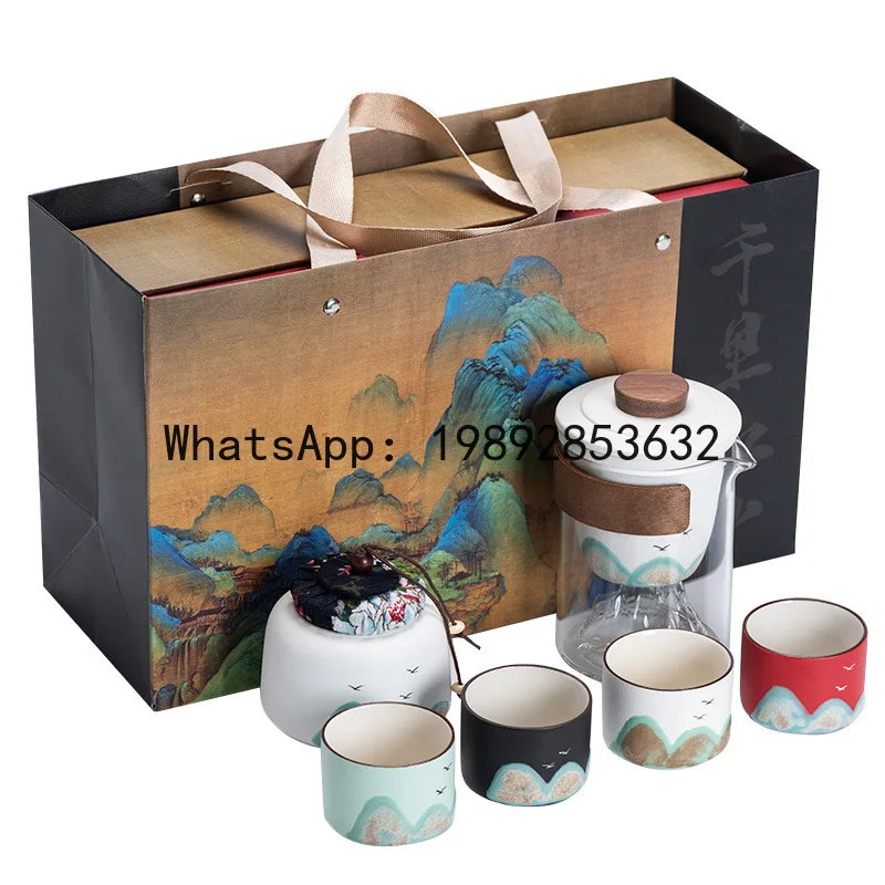 

PYJ hand-painted Yuanshan Guochao Kung Fu tea set, complete set of gifts, high-end business