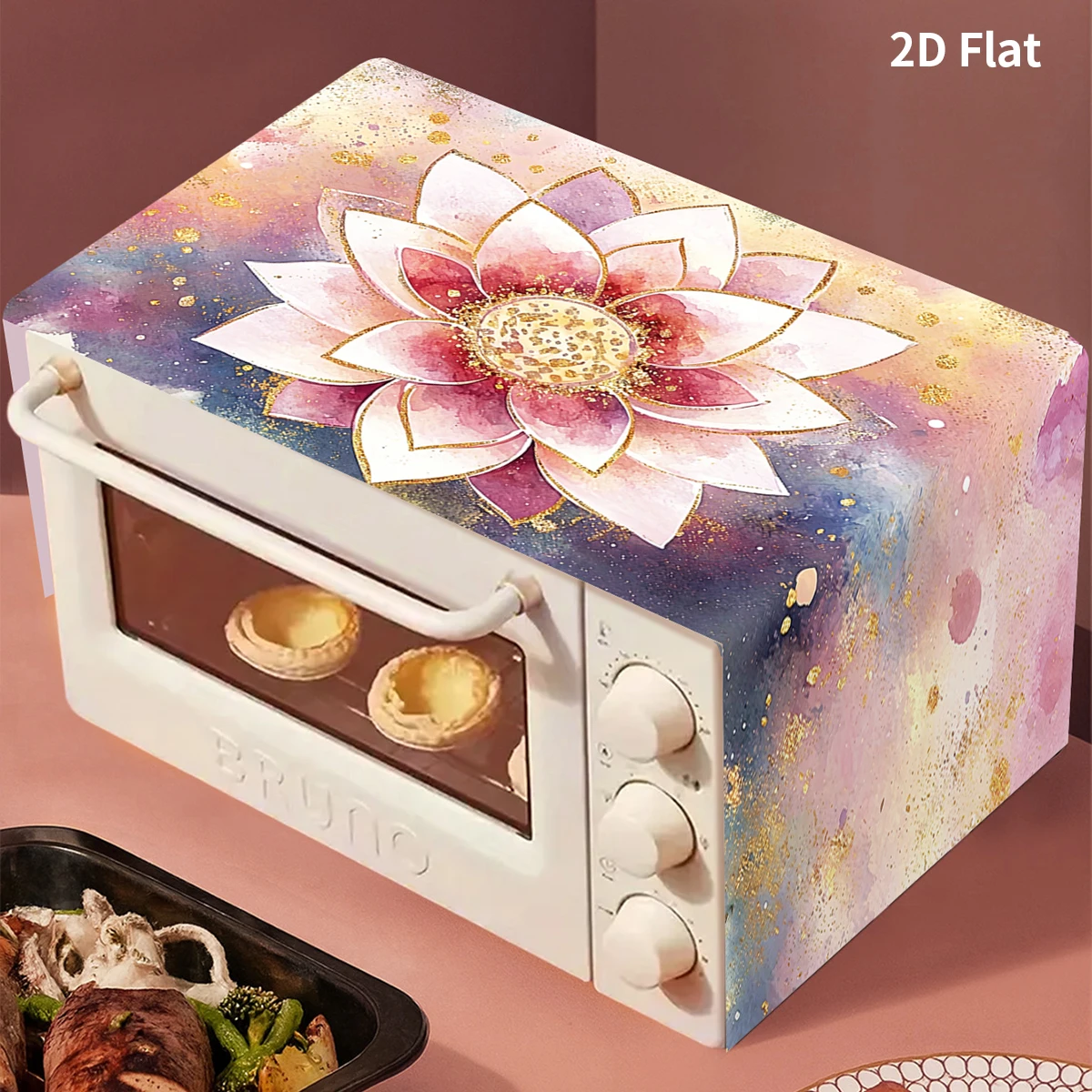 Lotus Themed Microwave Dust Cover Appliance Protection for Home Oven Dust Cover Kitchen Countertop Decor Supplies