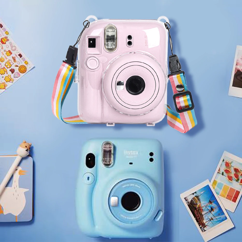 Mini Camera Case Transparent Storage Case with Shoulder Strap Cover Shell for Fujifilm Instax Mini 12 for Camera Instax Mini12