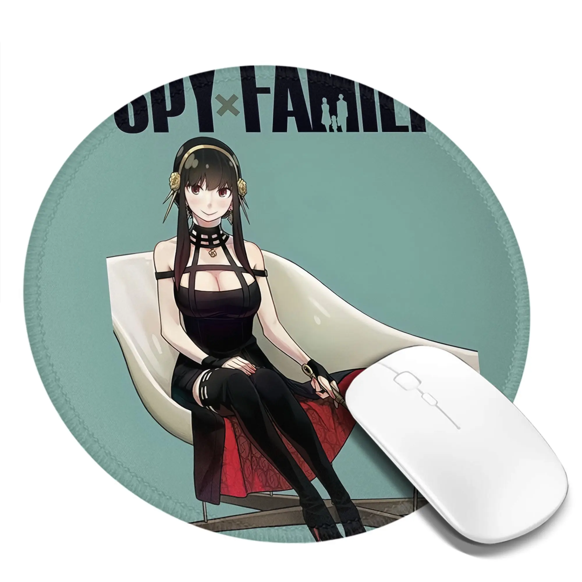 SPY×FAMILY لوحة ماوس صغيرة مستديرة سجادة مضادة للانزلاق سطح المكتب 8in لعبة الكمبيوتر حصيرة الألعاب المطاط ماوس حصيرة