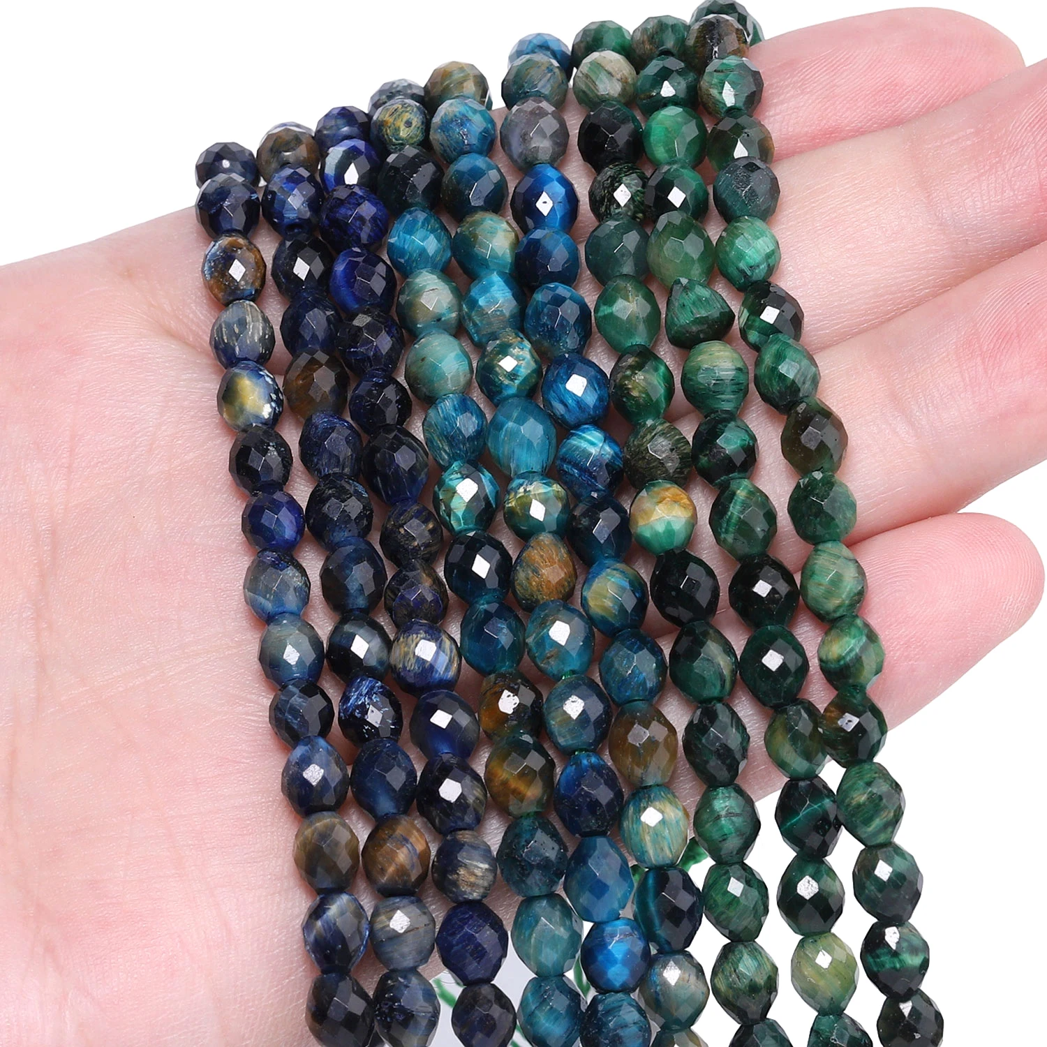 5x6mm Natural Tiger Eye Faceted Miyu Beads Loose Beads for Jewelry Making DIY Charms Bracelet Necklace Accessory 7.5 Inches