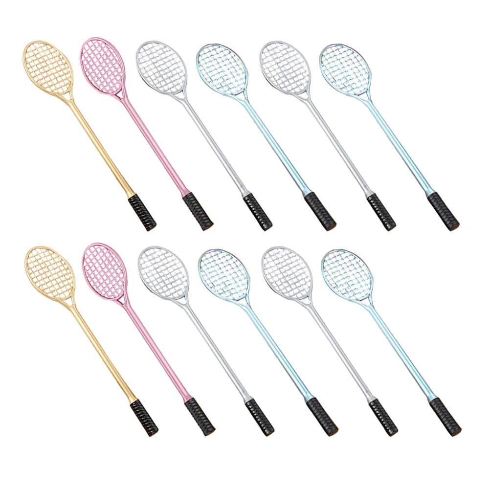 12 Pcs Badminton Racket Pen Cute Gel Stationery Fountain Plastic Writing Ink Child