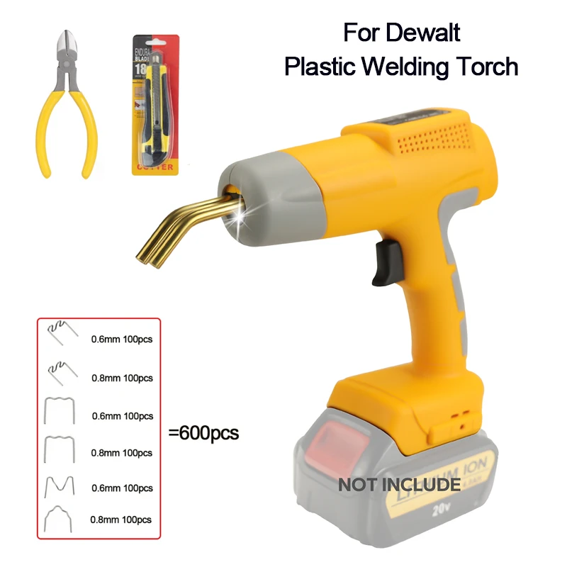 Plástico soldagem tocha para Dewalt, poderosa ferramenta elétrica com luz LED, pistola de pregos, 80W, 600 unhas, 20V Max, YX-PW05