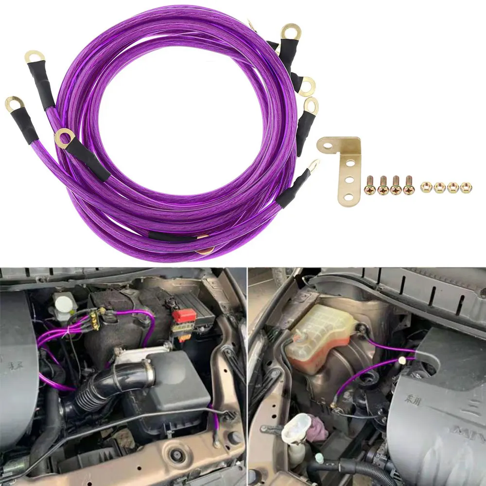 5 Point 0.6/0.8/1m Universal Car Ground Cables Auto Booster Jumper Grounding Wire System Kit to improve Power For Cars SUV Auto