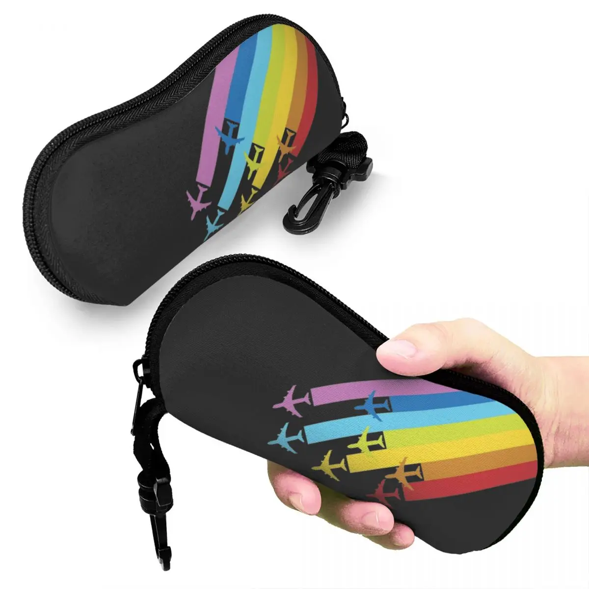 Rainbow Chemtrails For Airplane Glasses Case Printing Accessories Aviation Airport Glasses Box Ultra Eyewear Container