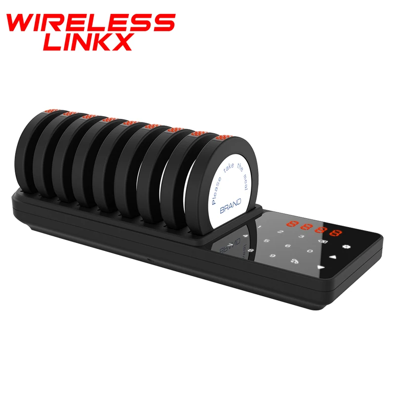 Wireless Restaurant Pager System 9 Buzzers Calling System Coaster Waterproof For Food Truck Church Coffee Shop