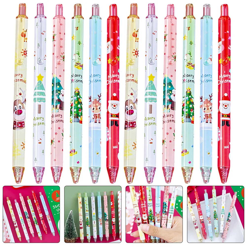 24 Pcs Christmas Gel Pen Students Supplies The Gift Cute Prize Gifts Writing Plastic Universal Office Sto