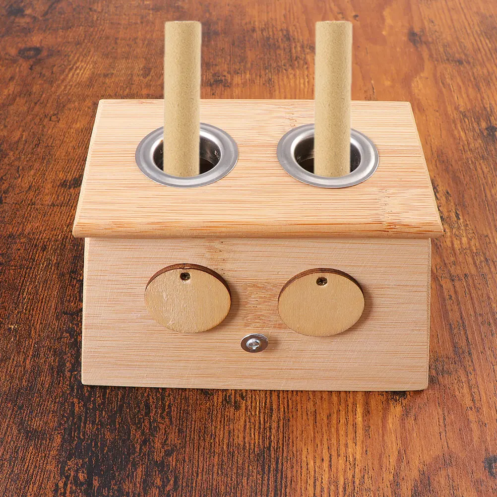 

2pcs Moxa Holder Boxes Bamboo Craft Moxibustion Durable Lightweight Body Massager For Home Salon Travel Use