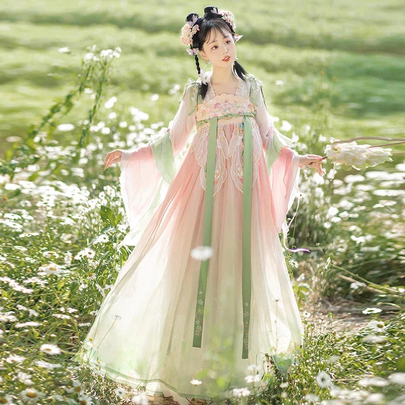 

Hanfu Girls Original Cosplay Flower Language With Summer Modern Hanfu Elegant Fairy Dress Chinese Traditional Clothing