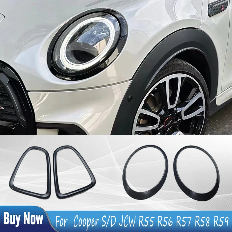 

For BMW MINI Cooper S JCW R55 R56 R57 R58 R59 Black Car Headlight Head Tail Light Rear Lamps Frame Rings Cover Car Stickers