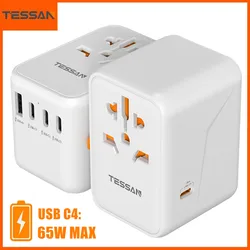 TESSAN International Universal Travel Adapter with USB &Type C Fast Charging Worldwide Power Adapter EU/UK/US/AU Plug for Travel