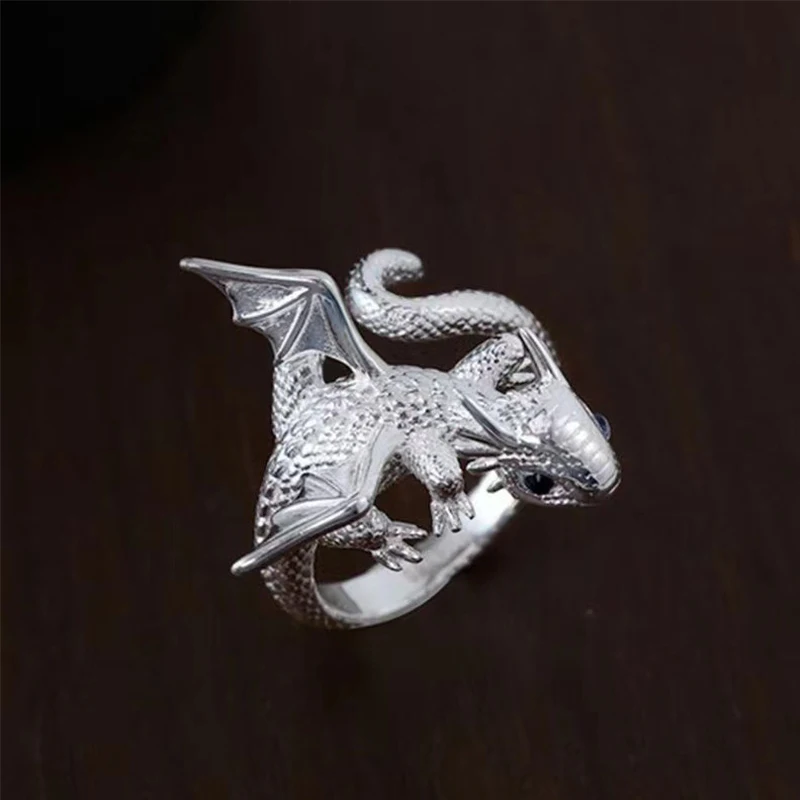 New Punk Funny Flying Dragon Ring for Women Men Childlike Cartoon Cute Kpop Girl Index Finger Opening ring for Close Friend Kids