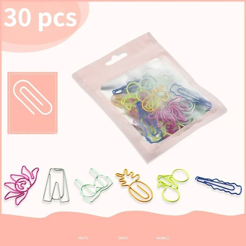 30Pcs/bag Colorful Creative Office Supplies Decorative Bookmarks Memo Bookmark Paper Clips Paperclip Bookmarks (Random Styles)