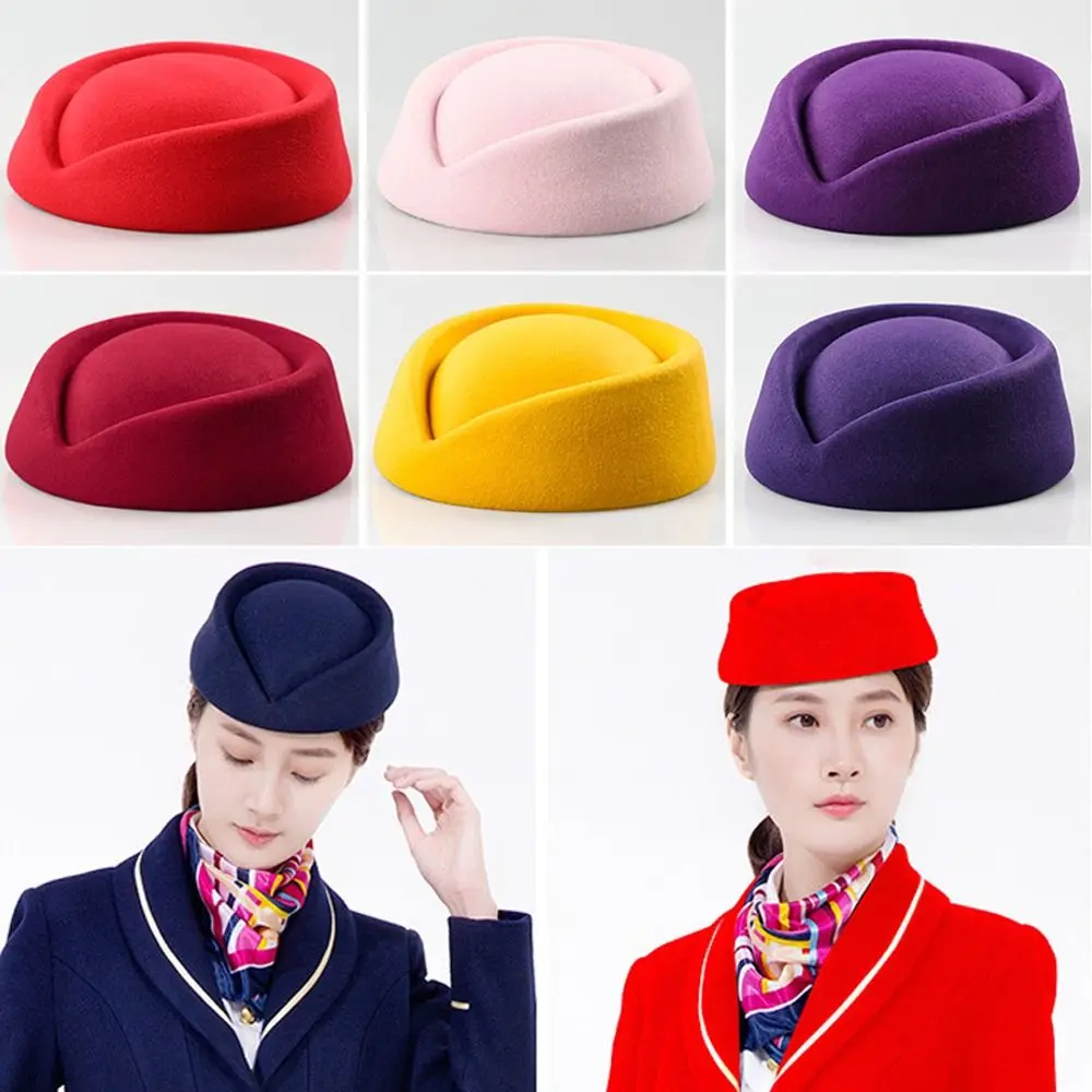 

Vintage Stage Performance Beret Hat Cosplay Masquerade Party Flight Attendant Hat Airline Stewardess Caps
