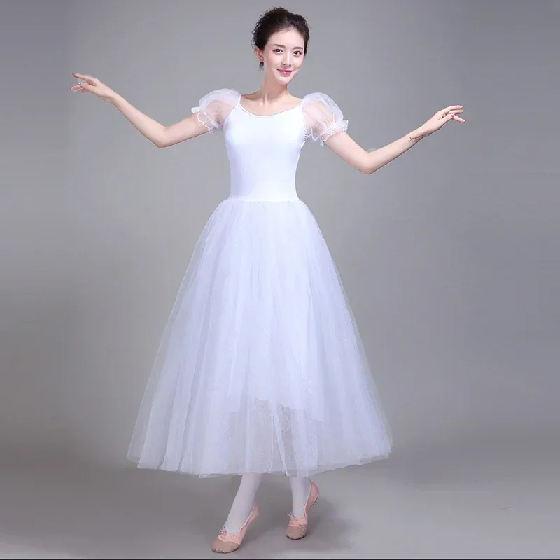 Ballet Tutu Dance Dress White Ballerina Gymnastics Leotards Dancewear Female Professional Ballet Dancing Dress Practise Costumes