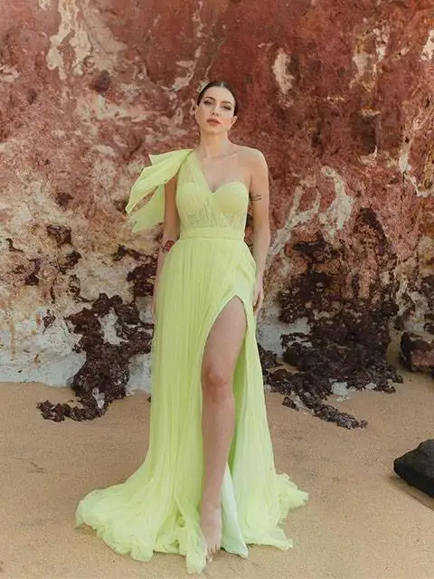 Graceful Green Bridesmiad Dresses 2023 One Shoulder A-Line Africa Girls Prom Dress Formal Women Wedding Party Dress Plus Size