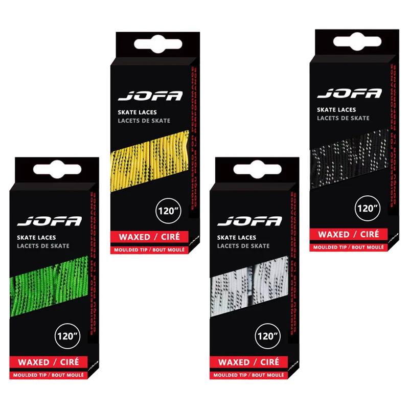 Jofa Skate Schnürsenkel Hockey 84 96 108 120in Dual Layer Geflecht extra verstärkte Spitzen gewachste Spitze Design Eishockey Skate Hockey