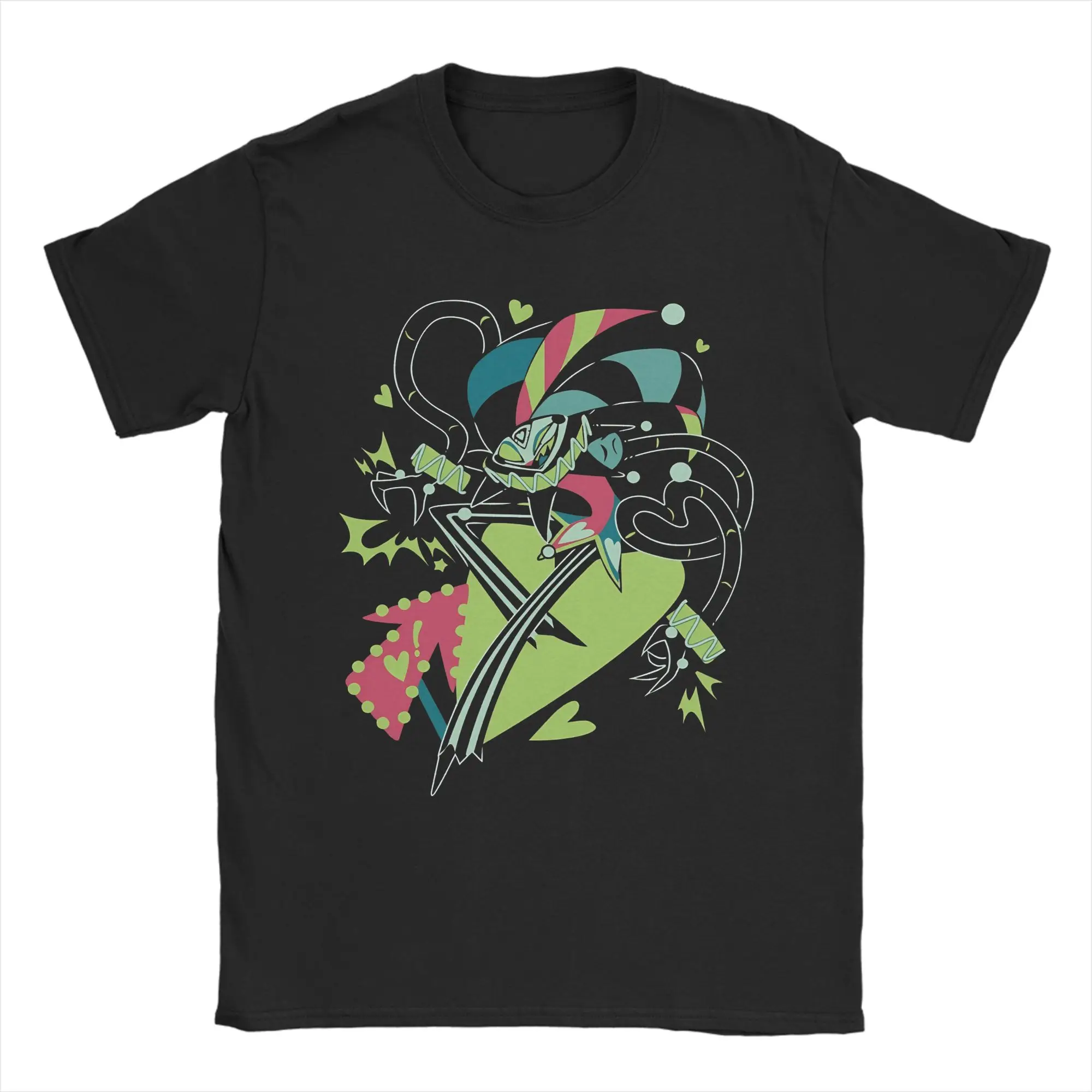 Fizz Fizzarolli Hazbining Anime T-Shirt Men  Vintage Cotton Tee Shirt Round Collar Short Sleeve T Shirts Printing Tops