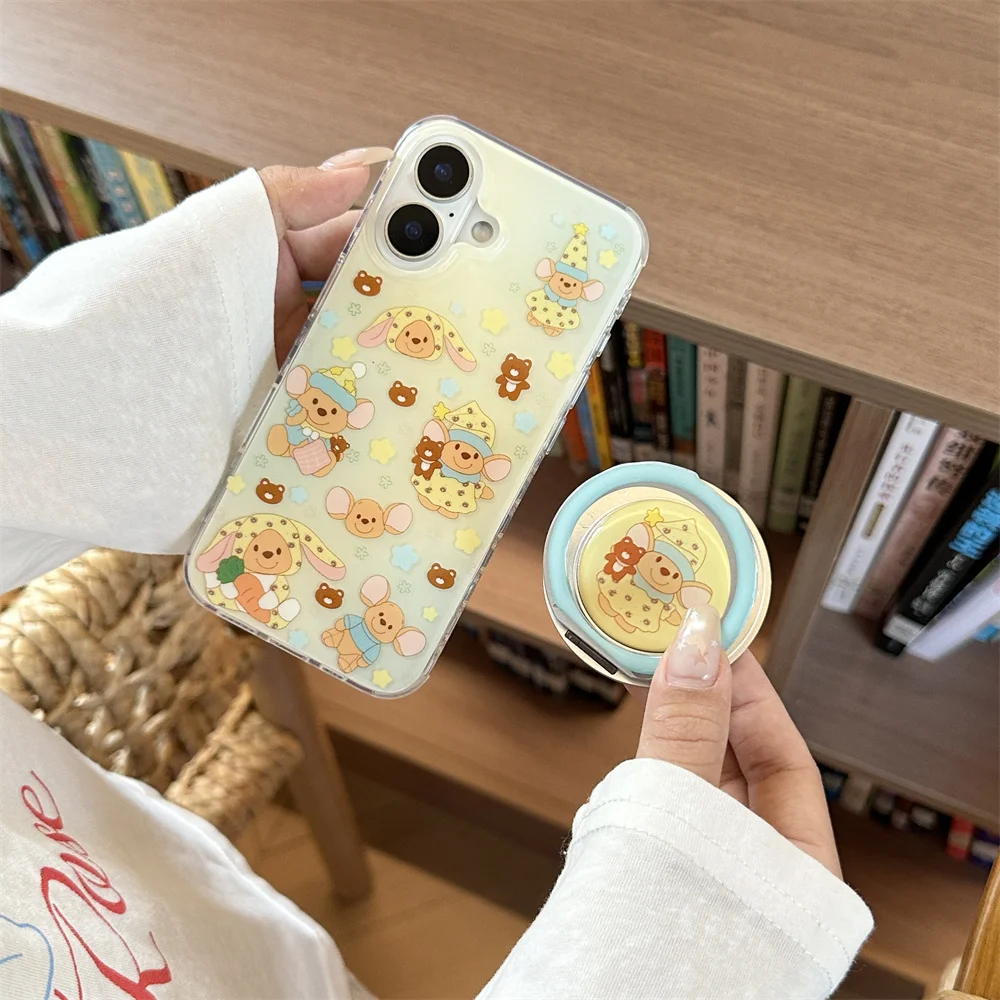 

Funny cartoon star bear magnetic stand phone case for iPhone 16 Pro Max 14 13 15 Pro cover with Magsafe stand shockproof cover