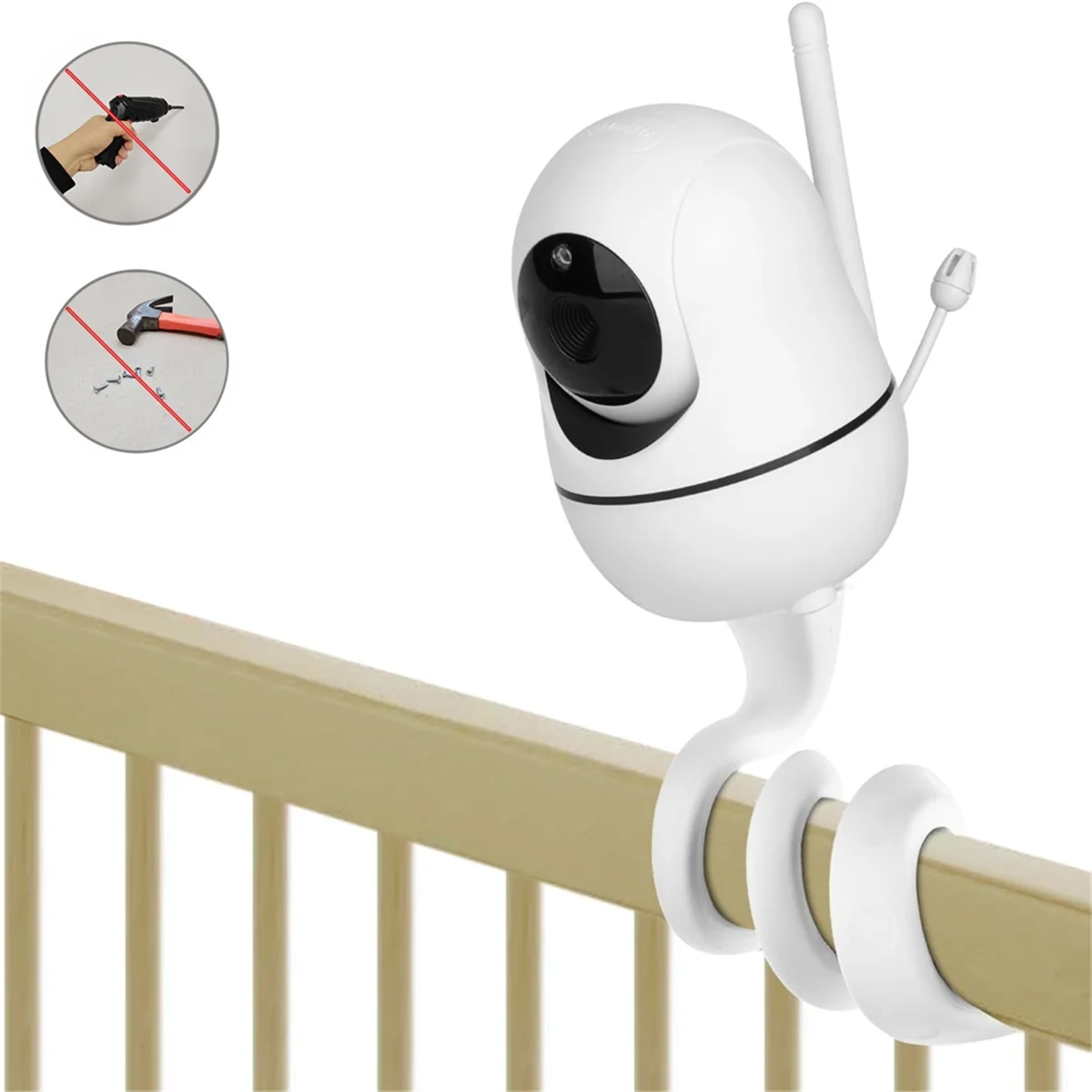 BABQ Baby Monitor Silicone Bracket, Compatible with SM70PTZ/SM650/SM50/SM55, Multifunctional White Silicone Bracket
